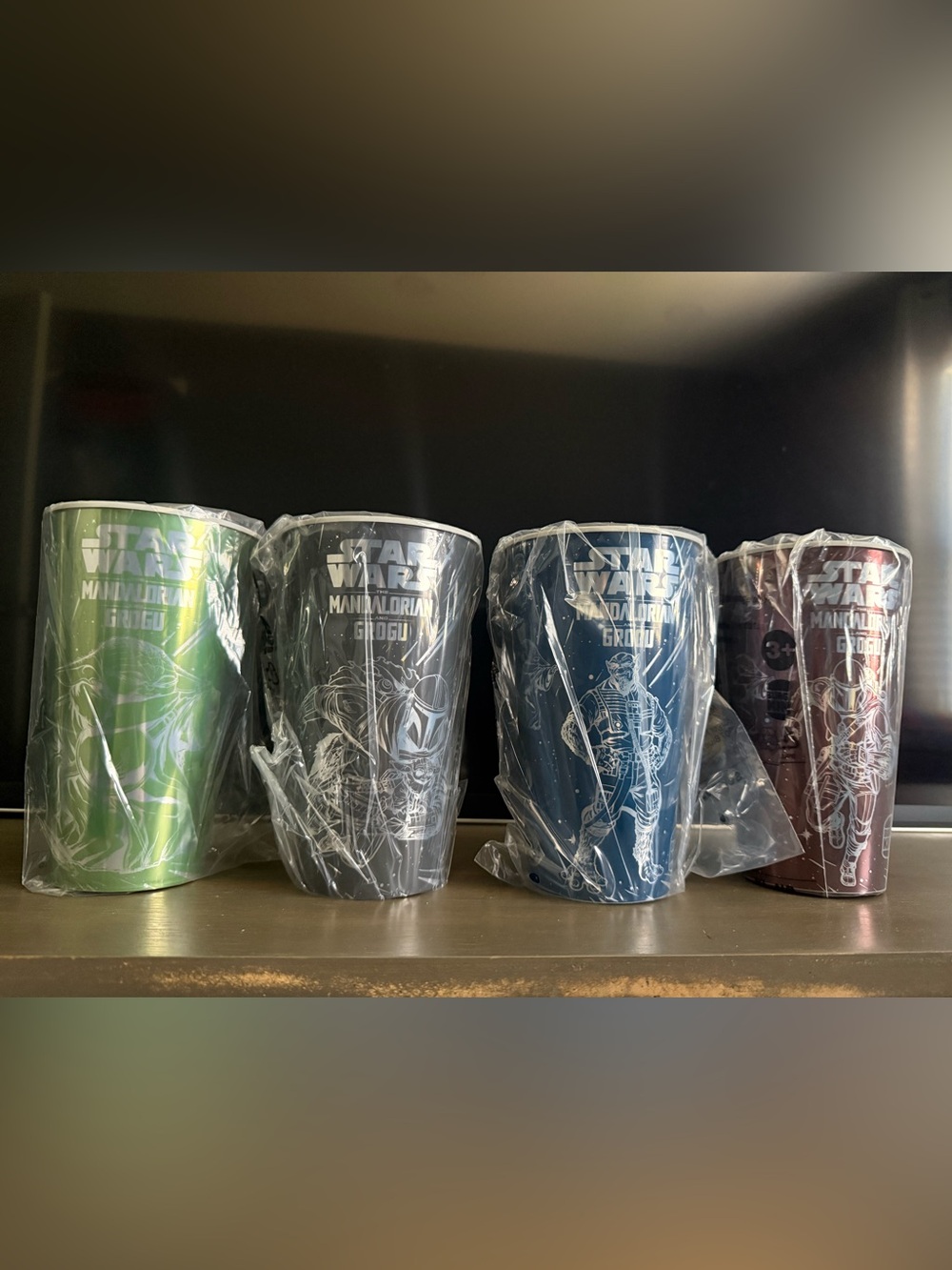 Star Wars The Mandalorian Grogu All 4 Collectible Plastic Cups - Navy & Gray